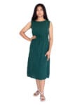 Straight line dress with draw-strings - Fabric-Mulmul, Size-M, Color-Deep Forest
