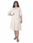 4. Flat shirt collar top with A-line skirt-KON13A