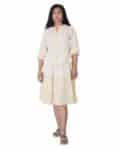 4. Flat shirt collar top with A-line skirt-KON13A