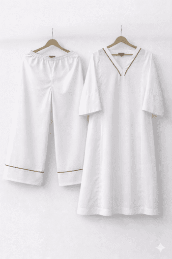 A-line Kurta set with piping details