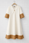 A- line kurta dress with mid box pleat and side slit. Fabric- Cotton Size- L Colour- Off-white  Print- YIM 6A